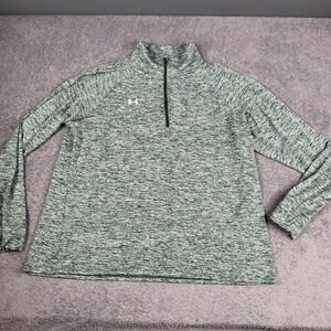 Under Armour Shirt Mens 2XL Green 1/4 Zip Pullover Heat Gear Lightweight Loose
